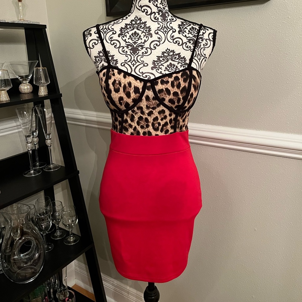 NWOT leopard print mini dress